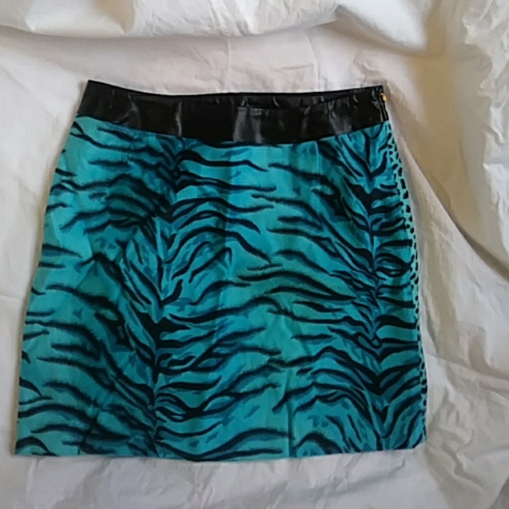 VERSACE JEAN COUTURE MINI BLK/TURQUOISE SKIRT, SML